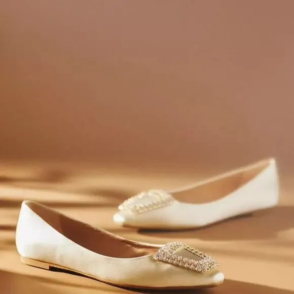 Badgley Mischka Emerie Crystal Buckle Flats 7.5US /38 EU - Picture 2 of 3